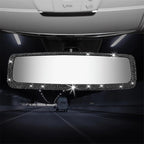 Bling Rhinestone Car Rearview Mirror - Car Accessories Crystal Diamond Decor for Women - Stylish Automotive Interior Accessory (Black)
