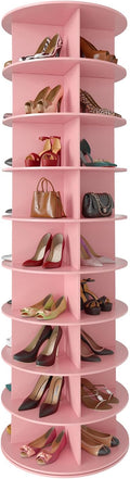 SpaceAid 9 Tier Rotating Shoe Rack Tower, Spinning Shoe Display Lazy Susan, Revolving 360 Shoe Rack Storage Round Carousel, V