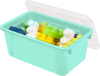 Storex Small Cubby Bins – Plastic Storage Containers for Classroom with Non-Snap Lid, 12.2 x 7.8 x 5.1 inches, Teal, (62412U0