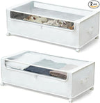 Under Bed Storage with Wheels, Rolling Under bed Storage with Metal Frame, Under Bed Shoe Storage for Space Saving, Zippered 