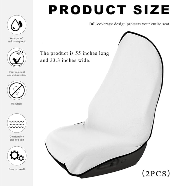 2PCS Car Towel Seat Cover, Waterproof Sweating Non-Slip Premium Soft Towel Carseat Protector, Universal Machine Washable Car 