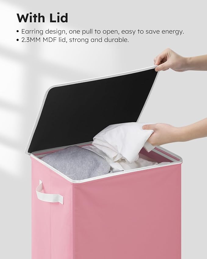 SOLEDI Laundry Hamper with Lid 100L Large & Tall Collapsible Laundry Basket, Clothes Hamper with Bag Removable Easy to Carry,
