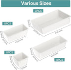 WOWBOX 25 PCS Plastic Drawer Organizer Set, 4 Sizes Desk Drawer Divider Organizers and Storage Bins for Makeup, Jewelry, Gadg