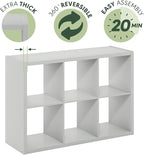 Furinno CUBICLE Book Shelf, 6-Cube Bookshelf, Extra Thick Frame Horizontally & Vertically Reversible Bookcase with Open Back,