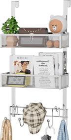 HapiRm Over The Door Hanger with Coat Hooks and 2 Baskets, Rustproof & Waterproof Over The Door Hooks, Storage Organizer for 