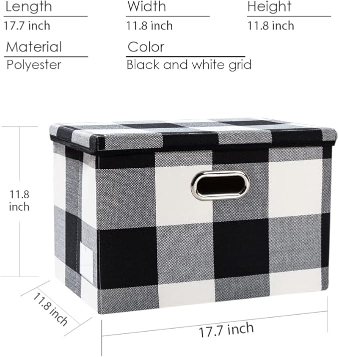 PRANDOM Large Collapsible Storage Bins with Lids [3-Pack] Fabric Foldable Storage Boxes Organizer Containers Baskets Cube wit