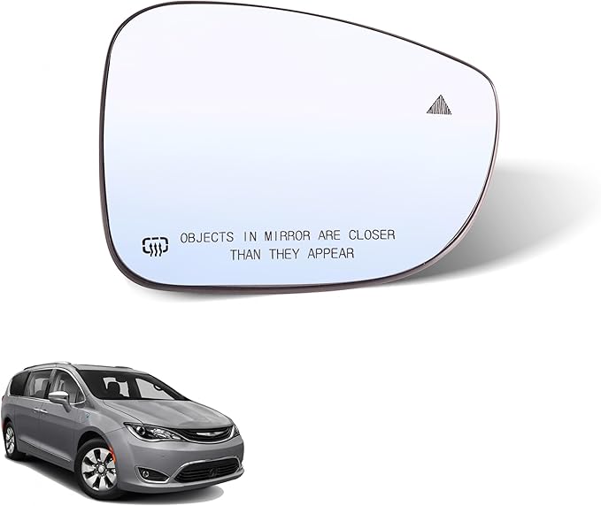 Right Side Mirror Glass w/Heated|Blind Spot Detection Compatible for 2017-2024 Chrysler Pacifica, 2020-2024 Voyager Passenger Mirror Glass Replacement 68318282AB ﻿