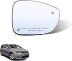 Right Side Mirror Glass w/Heated|Blind Spot Detection Compatible for 2017-2024 Chrysler Pacifica, 2020-2024 Voyager Passenger Mirror Glass Replacement 68318282AB ﻿