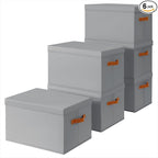 Homsorout Storage Bins with Lids - Large Fabric Closet Bins with Lid, 6 Pack Clothes Organizers and Storage, Collapsible Stac