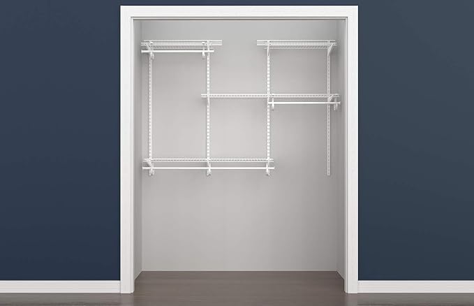 ClosetMaid ShelfTrack Wire Closet Organizer System, Adjustable from 4 to 6 Ft., With Shelves, Clothes Rods, Hardware, Durable