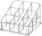 Foraineam 6 Pack Lipstick Holder Organizer, 9 Spaces Clear Lip Stick Storage Stand Container, Small Cosmetic Beauty Makeup Di