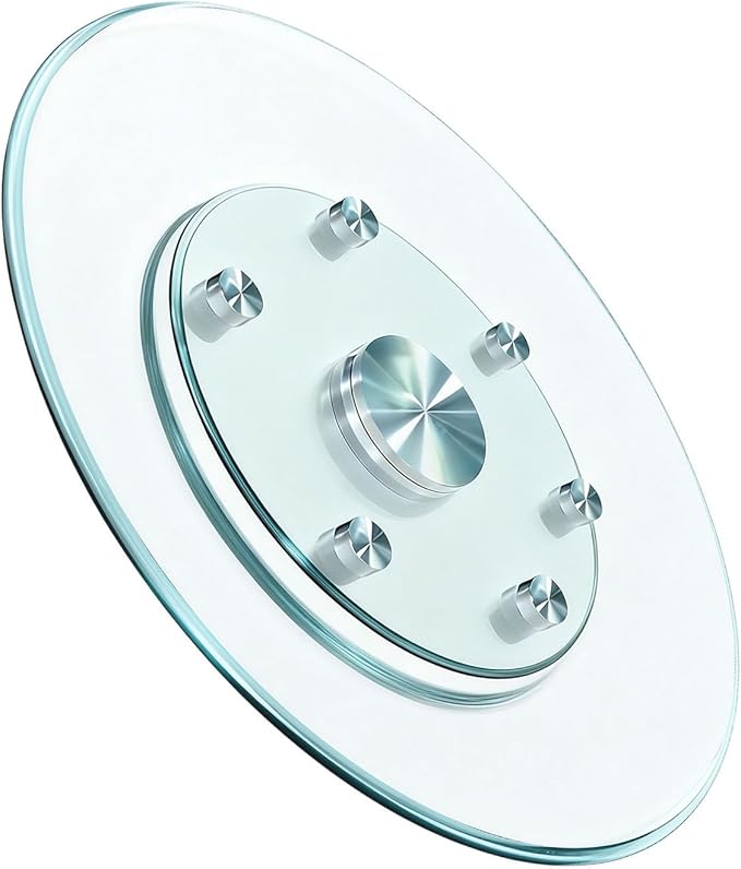 40" Glass Lazy Susan for Dining Table, Glass Turntable Table Centerpiece with 6 Rotating Wheels, 360° Smooth and Silent Spin 
