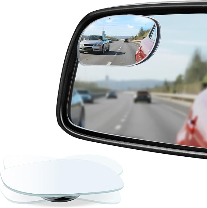 LivTee Blind Spot Mirrors, HD Glass Frameless Convex Rear View Mirrors, Wide Angle Adjustable Stick for Side Mirror, Automotive Exterior Accessories for Car, SUV & Trucks, Pack of 2