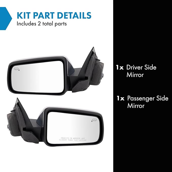 TRQ Driver & Passenger Side Power Heated Mirror Set Smooth Black Textured Compatible with 2008-2011 Ford Focus FO1320319 FO13