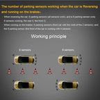 Car Reverse Backup Parking Sensor System Universal LED Parking Detector Monitor with 8 Sensor, 12V DC, 0.3-2.5m