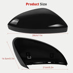Passenger Side Mirror Cap Compatible with Volkswagen Jetta 2019-2025, Right Side Door Rearview Mirror Cover Fit for Jetta US Version Without Turn Signals, 17A857538AGRU - Glossy Black