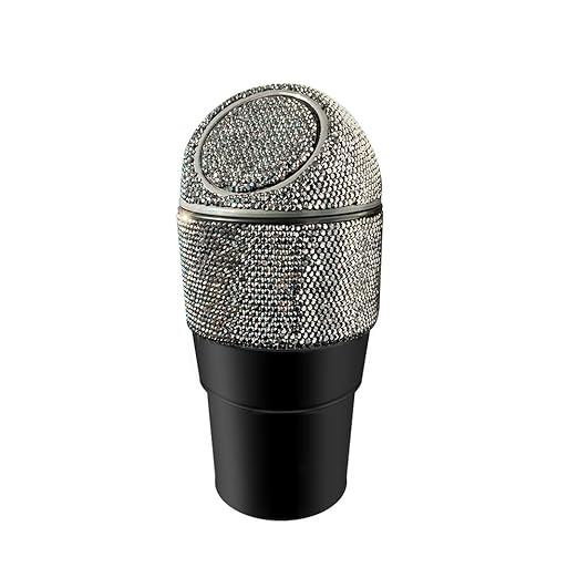 Bling Rhinestone Auto Garbage Can Car Trash Can with Lid Mini Garbage Bin for Automotive Car, Home, Office, Kitchen, Bedroom (B)