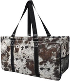 NGIL Extra Large Utility Tote Reusable Grocery Bag Oversized Collapsible for Groceries, Storage, Picnic, Beach (Modern Cow Print-Black)