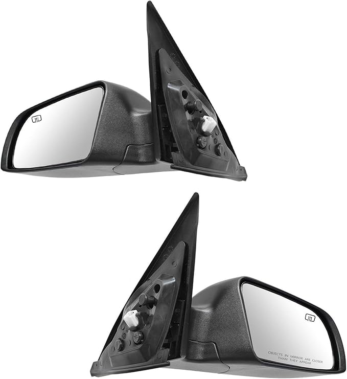 TRQ 2 Piece Driver and Passenger Side Mirror Assembly Set Electric Adjustment Heated No Memory Black Compatible with 2007-201