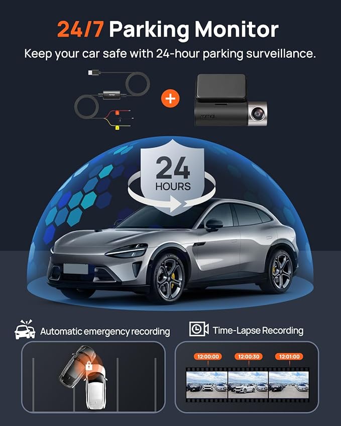 70mai 2.7K Dash Cam Front and Rear A500S, Dual Dash Camera for Cars, Dashcam with APP, Sony IMX335, ADAS, Built-in WiFi GPS, 