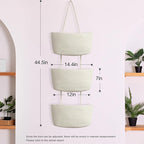 TeoKJ Over the Door Hanging Basket, 3-Tier Woven Cotton Wall-Mounted Storage Organizer Bag Decorative Hanging Nursery Baskets