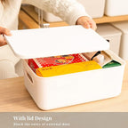 Yishyfier Plastic Storage Baskets Bins Boxes With Lids,Organizing Container White Storage Organizer Bins For Shelves Drawers 