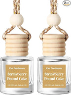 HoogaLife Car Air Freshener Diffuser 2 Pack Hanging Air Freshener Diffuser - Strawberry Pound Cake Fragrance Oil Air D iffuse