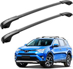 Roof Rack Cross Bars Compatible with Toyota RAV4 2013 2014 2015 2016 2017 2018 with Raised Side Rails Heavy Duty Aluminum Crossbars Black Luggage Carrier Rooftop Cargo