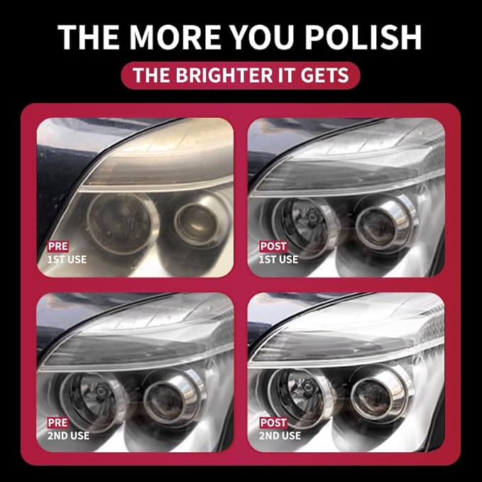 Car Headlight Restoration Kit- 2-in-1 Headlight Cleaner & Coating Agent, Quickly Removes Yellowing & Oxidation, Improve Night