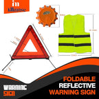 Warning Safety Triangle Kit, Emergency Roadside Warning Reflective Triangle 3 Packs with 2 LED Road Flare Light, Foldable wit