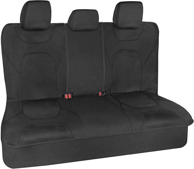 Motor Trend Waterproof Car Seat Covers Full Set – Black Seat Covers for Car Front & 60/40 Split Back Bench - Carseat Cover fo