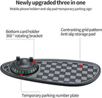 Multifunctional Car Dashboard Organizer - Anti-Slip Phone Holder with 360° Rotation, Parking Number Pad & Storage for Sunglas