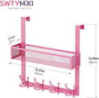 SWTYMIKI Over The Door Hook with 16 Hooks & Mesh Baskets - Heavy Duty Over The Door Organizer Hanger for Towels, Coats, Cloth