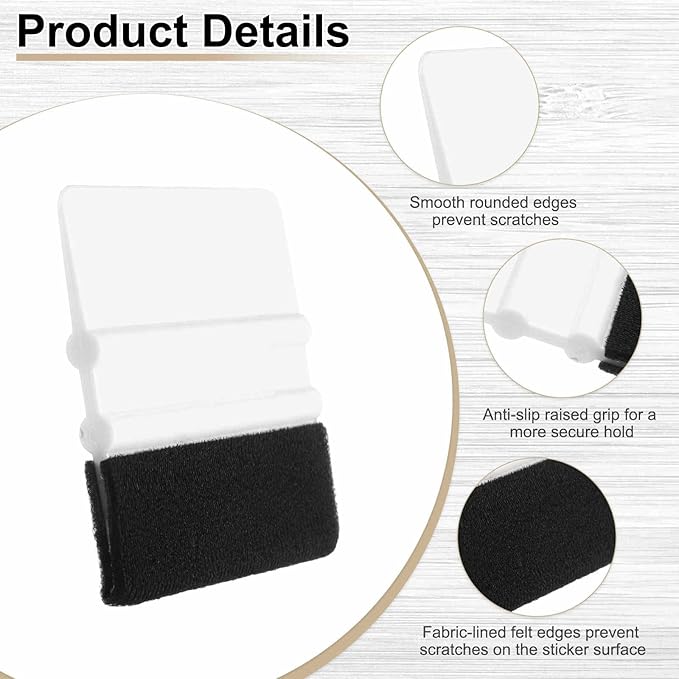HARFINGTON 10pcs Car Vinyl Scraper 4inch Vinyl Squeegee Felt Edge Squeegee Tool for Car Window Tint Wallpaper Decal Sticker Installation Crafts Car Wrap Paste, White