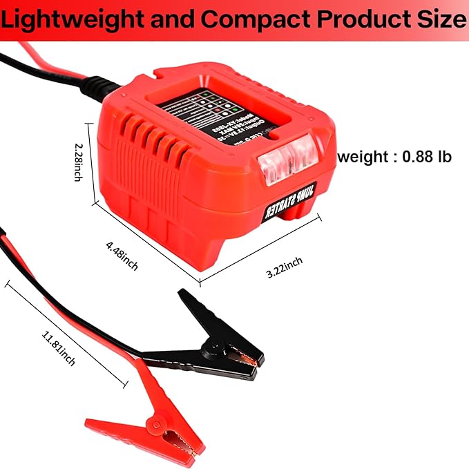 Jump Starter Compatible with Milwaukee 18V Batteries - Portable 11AWG 1.2FT Jumper Cable Kit, Car Jump Starter for Vehicle Batteries (Battery Not Included)