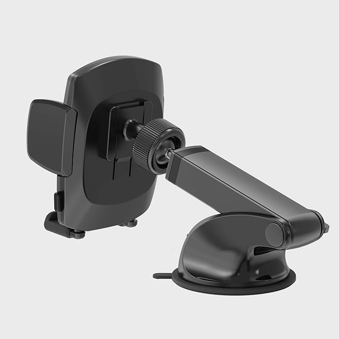 Simple Cradle Dash Mount - Upgraded Hands-Free Car Phone Holder - Thick Case Friendly Phone Holder for Car - Mount for Dash - Compatible with iPhone & Android – Black