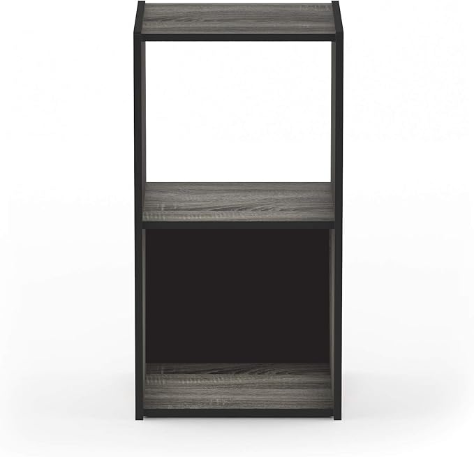 Furinno Pelli Cubic Storage Cabinet, 2x1, French Oak Grey/Black