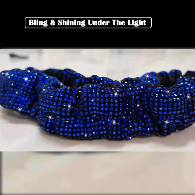 Bling Rearview Mirror Accessories Elastic Plush Car Rear View Mirror Cover for Women Bling Car Accessories Universal Fit (Blue)