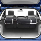 Backseat Trunk Organizer for SUV & Car - Hanging Organizer Foldable Cargo Storage Bag with 4 Pockets Adjustable Strap Durable
