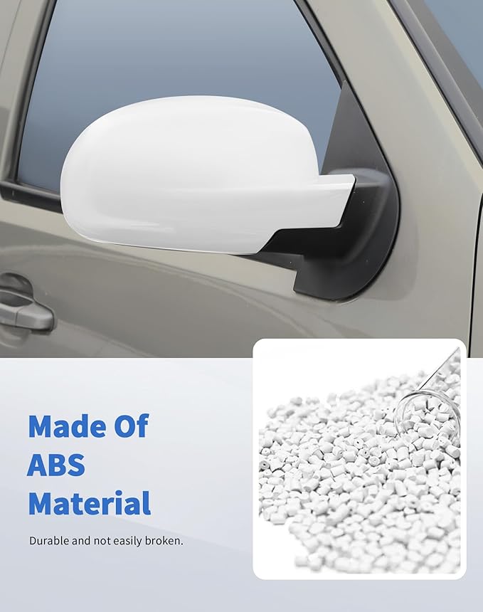 Rear view Mirror Fully Caps Covers Compatible with 2007-2014 Chevy Silverado GMC Sierra Avalanche Tahoe Suburban Yukon Escalade ESV Left Right Side View Mirror Cover Caps, White
