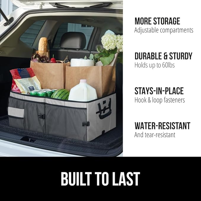 GORILLA GRIP Large Capacity Sturdy Trunk Storage Organizer, Slip and Water Resistant Collapsible Organization Container for