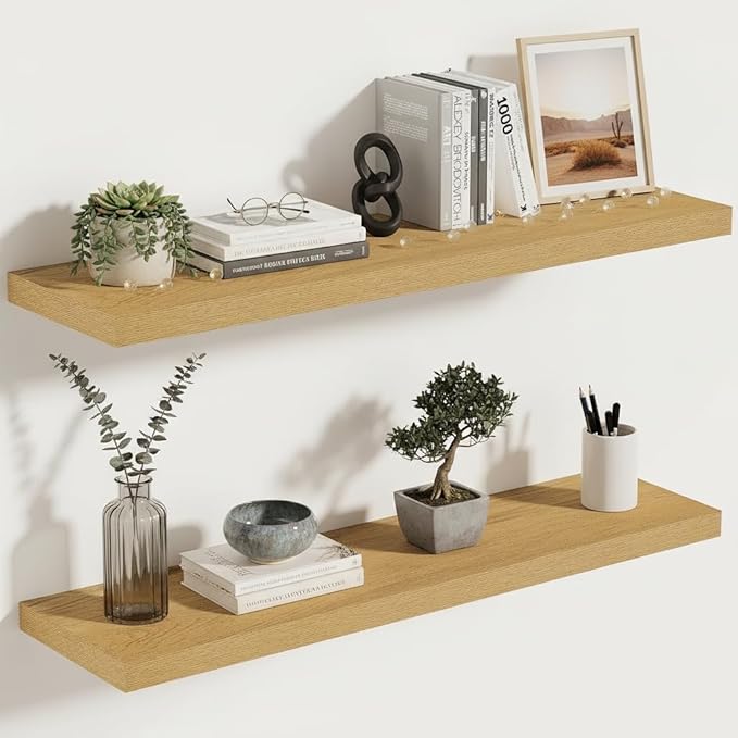 Vivelove 10" Deep Floating Shelves with Invisible Brackets, 30" Wall Shelves for Bathroom Bedroom Kitchen Living Room Laundry