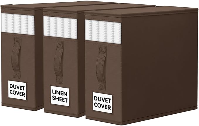 WOWBOX Sheet Organizers and Storage,Closet Bed Sheet Organizer Under Bed Storage and Organization with Label Cards & Clear Wi