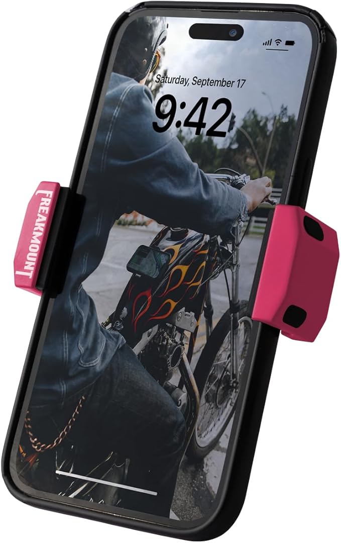 FREAKMOUNT 2.0 Magnetic Motorcycle Phone Mount - Compatible with Harley Davidson - Premium Billet Aluminum Holder for Gas Tank, High-Speed Magnet Accessories - Fits Most Phones, Cherry Pink
