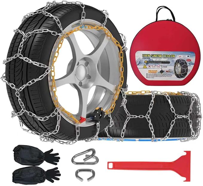 Auto-Fixing Snow Chains, 30s Quick Fit Easy Installation Tire-Chains, Portable Reusable High Carbon Steel Anti Slip Tire Chai