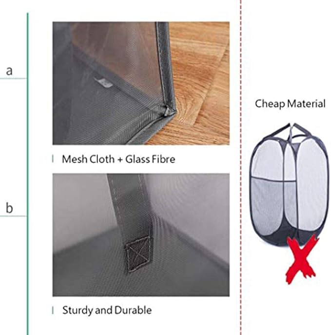 Pop Up Laundry Baskets - Mesh Collapsible Laundry Hampers Storage with Handle - Foldable for Washing Storage, Great for The K