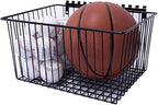OmniWall Large Wire Basket (16" x 8" x 12") - Heavy Duty Metal Storage Basket with Secure Vertical Slot & Round Hole Mounting