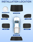 6PCS Window Shades for Ford F150 4-Door (2015-2025) Accessories – Full Coverage Sun Shade for Side Windows, Rear Triangular & Windshield – UV Protection & Privacy for Camping, Napping, Relaxing