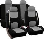 FH Group Three Row Full Set - 7 Seater All Purpose Flat Cloth Built-in Seat Belt Car Seat Cover- Universal Fit for Cars Truck