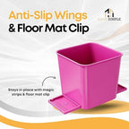 Car Trash Can 2L with Stability Wings & Velcro for Extra Stability – Magic Strip & Clip for Fabric & Rubber Mats – Durable Plastic, Easy Pull Trash Bags Included – Pink